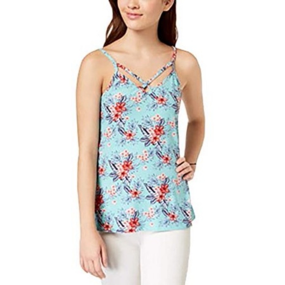 Ultra Flirt Juniors Printed Two-Way Tank Top - Picture 1 of 6
